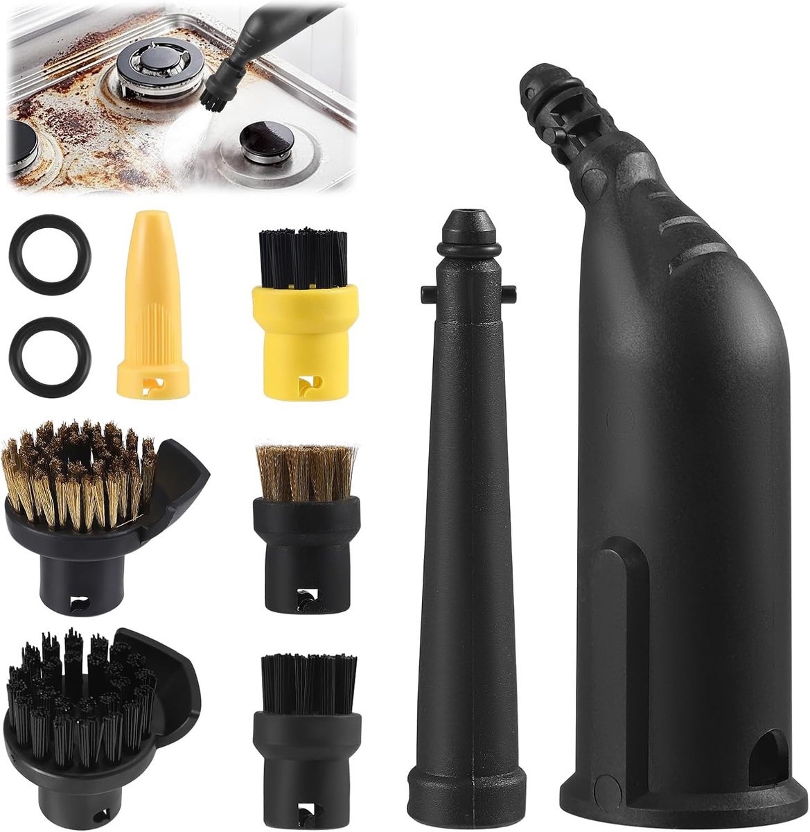 Accessoires voor stoomreiniger - Set van 10 - Nylon/ABS - Complete handgereedschap voor optimale reiniging - ShopVlot
