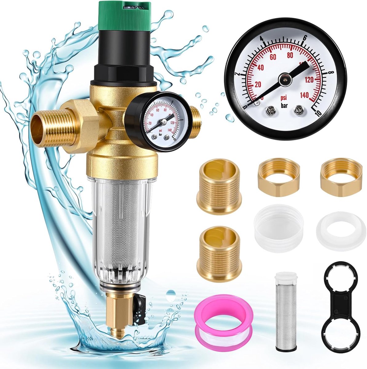 Water Pressure Regulator 3/4 with Pressure Gauge, Water Pressure, Brass Pressure Regulator, Water Pressure Regulator - ShopVlot