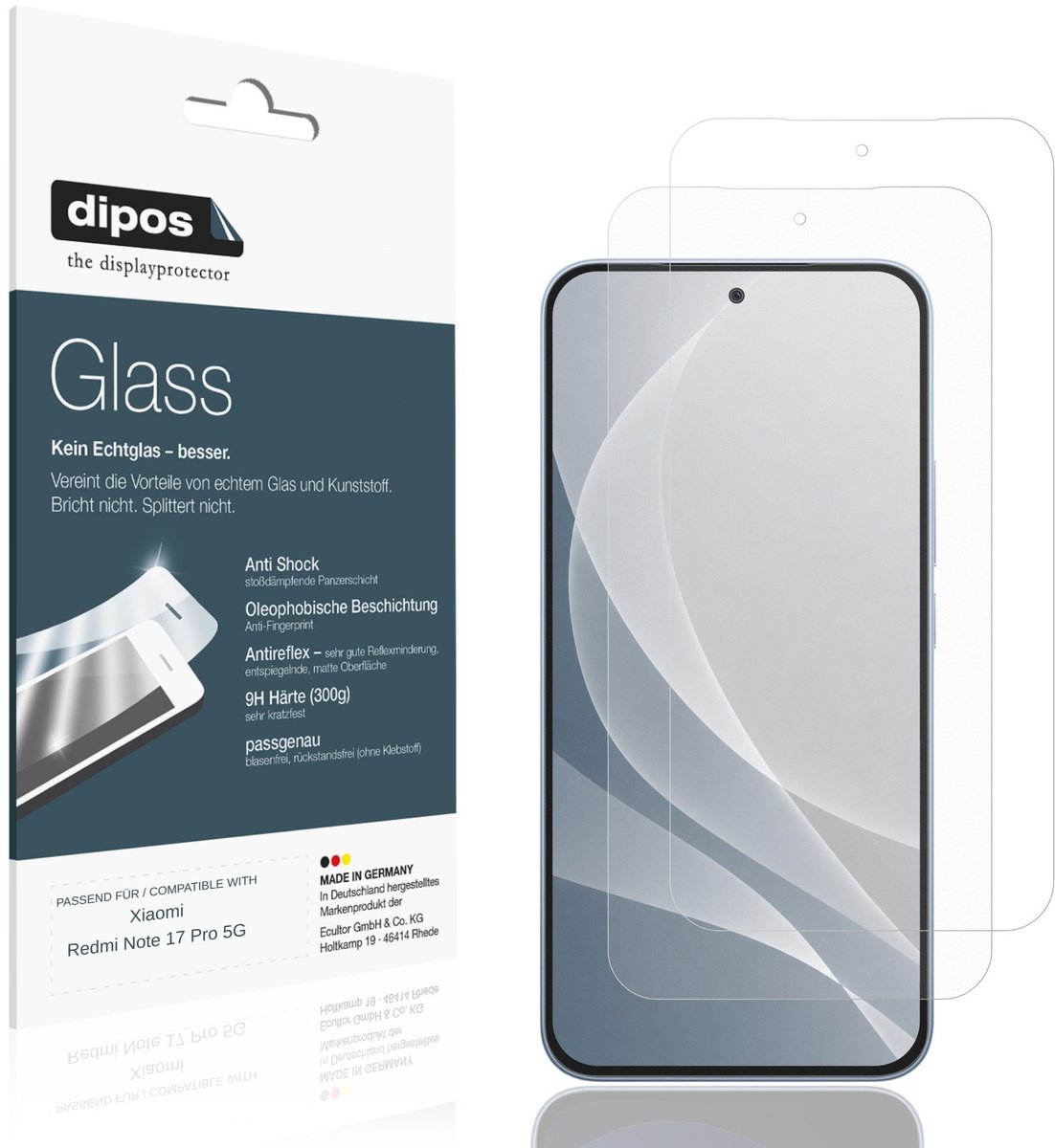 dipos – 2x Matte Pantserfolie geschikt voor Xiaomi Redmi Note 17 Pro 5G | 9H Screenprotector