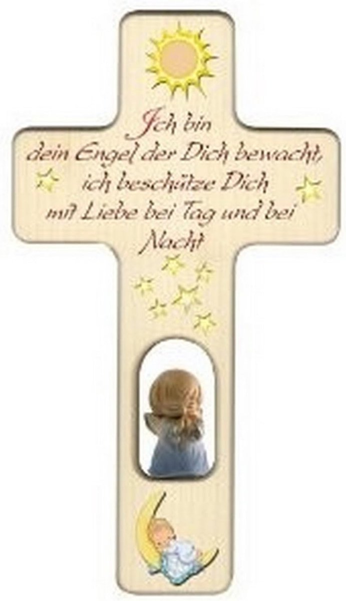 Wooden cross for boys for birth, christening or children's birthday, children's room decoration with wall hanging - ShopVlot
