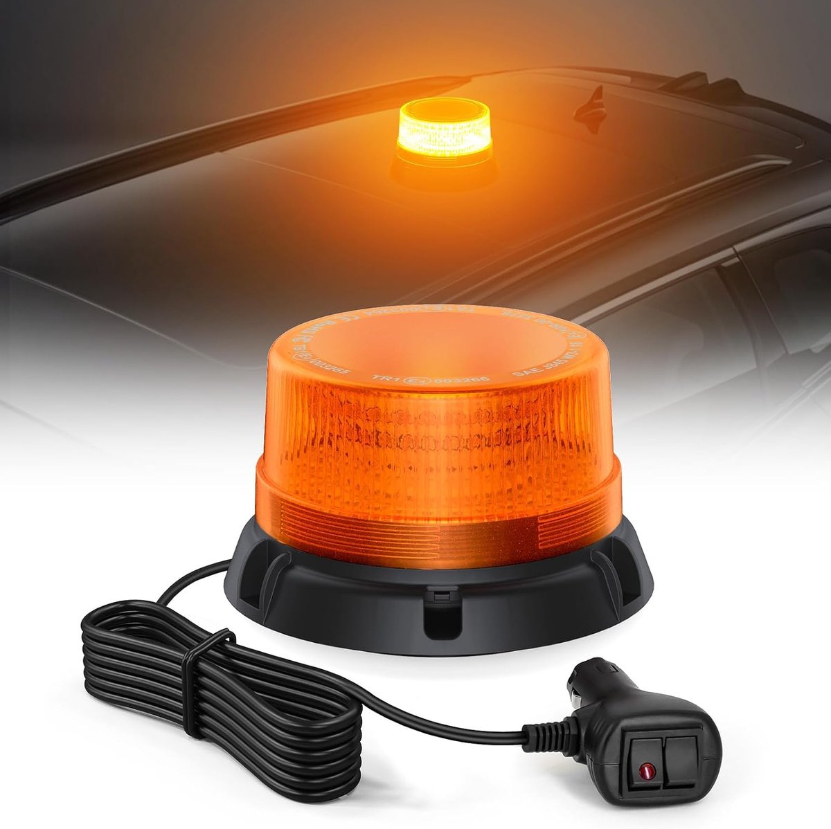 LED Round Light Yellow with Magnet, 12V/24V Warning Light for Truck - ShopVlot