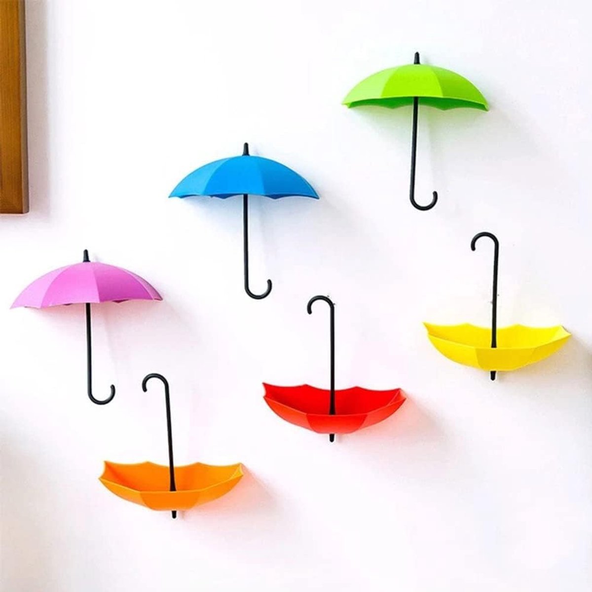 Wall Hooks 6 Pieces Umbrella Hooks Self-Adhesive Key Hooks Umbrella Wall Hook for Key Holder Decoration - ShopVlot