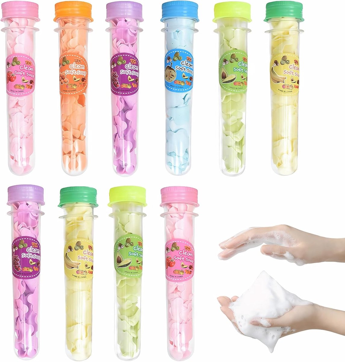 10 stuks reiszeepblaadjes, draagbare wegwerpzeep, reiszeep, draagbare zeepblaadjes, mini-papier voor outdoor-reizen - ShopVlot