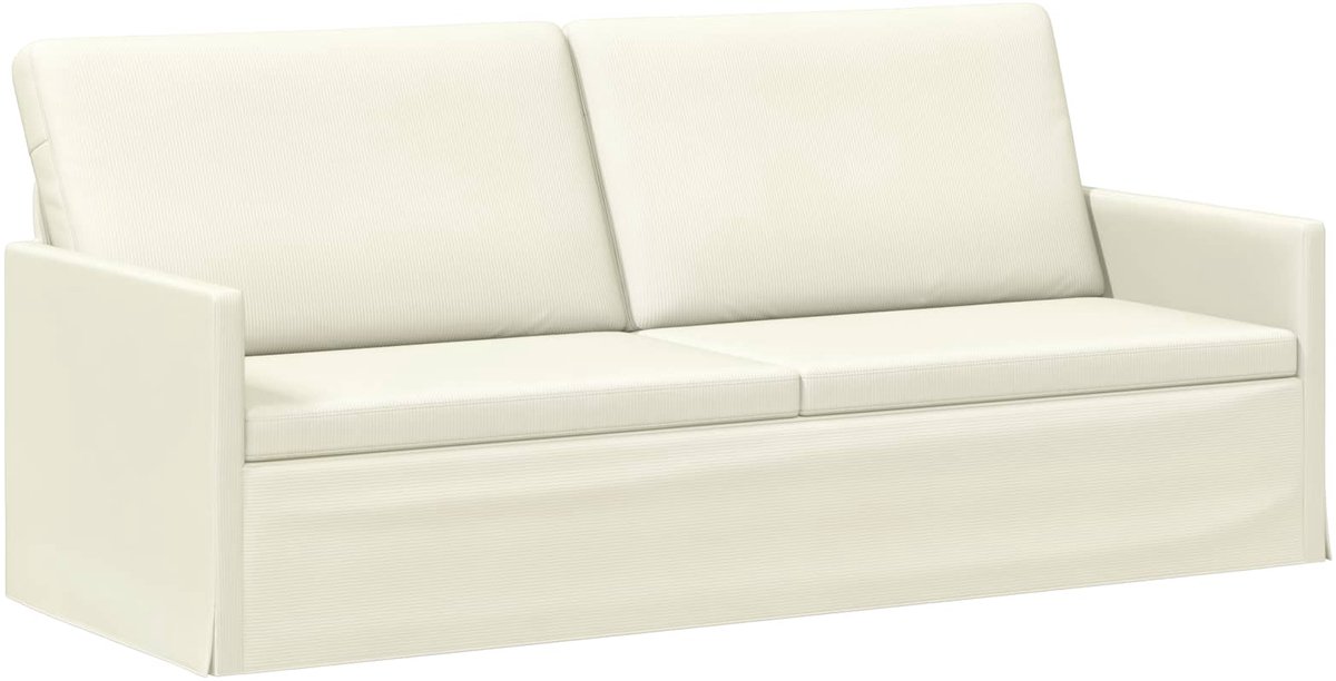 vidaXL 3-zits - sofa - Crèmekleurig - 190 - x - 81 - x - 82 - cm - Corduroy - stof