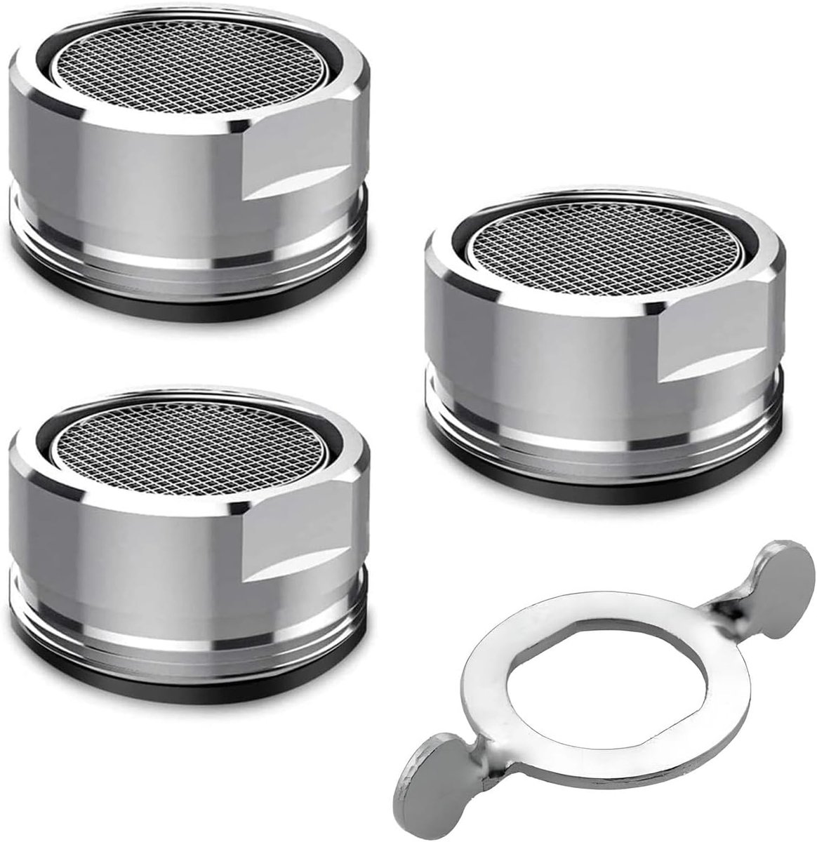 SnelShoppen - 3 Pcs Water Tap Strainer Jet Regulator 24 mm met Rvs Filter en Sleutel, Kranen Mengmondstuk, Duurzaam, Roestvrij, Voor Keuken en Badkame