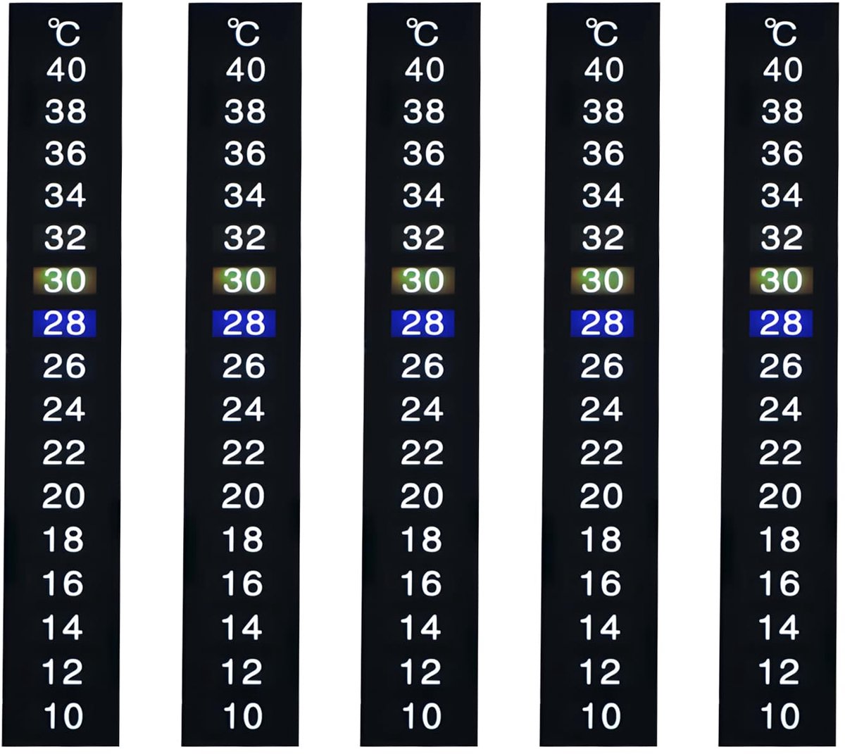 SnelShoppen - 5 Thermometerstickers voor Aquarium - Zelfklevende Aquariumthermometer voor Schildpadden, Reptielen en Siervissen - Nauwkeurige Temperat