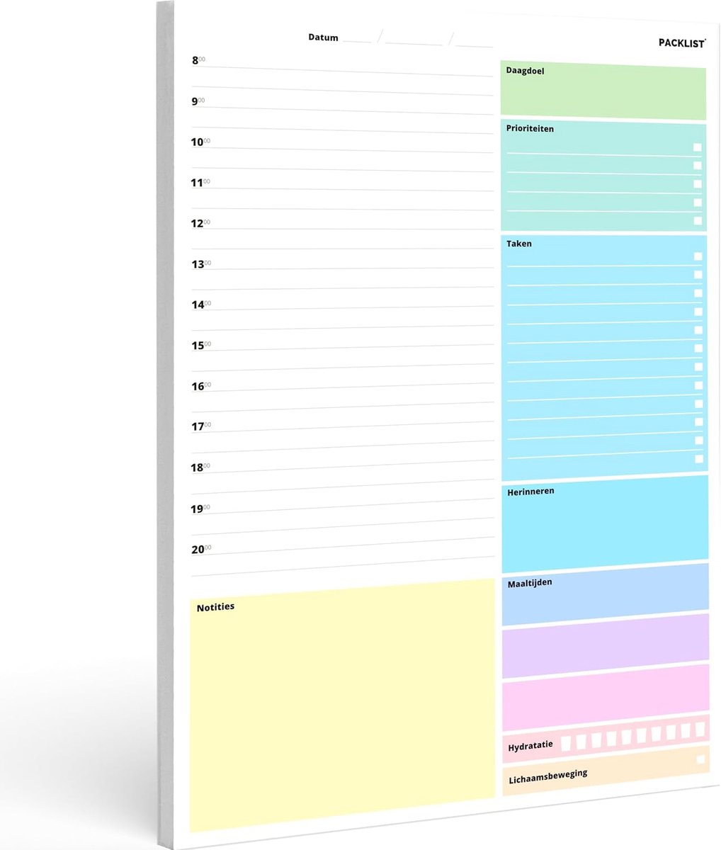 SnelShoppen - Dagplanner A4 Blok - Ongedateerde Agenda voor 52 Dagen - To-do Lijst & Prioriteiten - Organiseer je Tijd - Plasticvrij - Plan je Succes!
