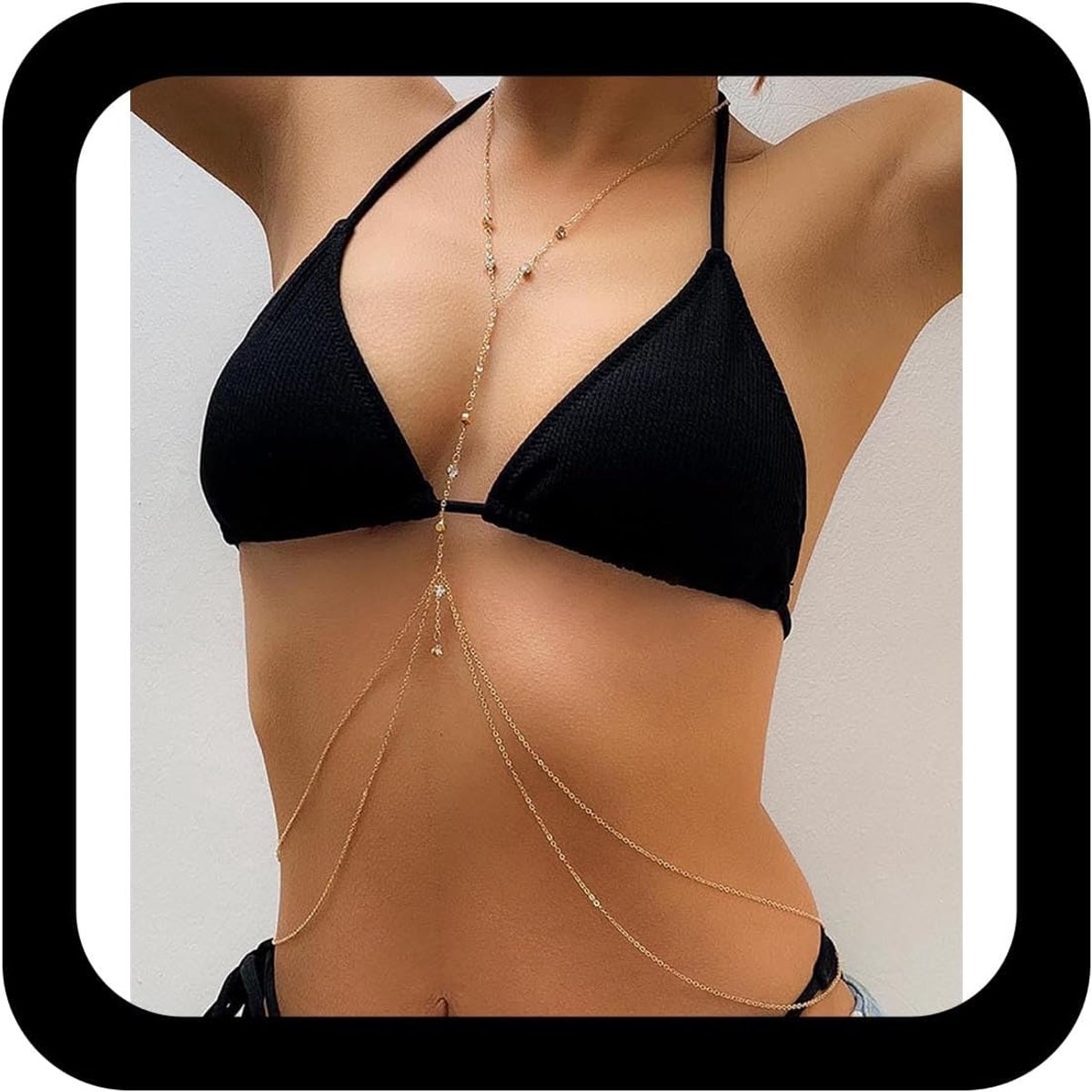 Bodyketting met rhinestones - lagen - diamanten cz - perfect voor strand en uitgaan - ShopVlot