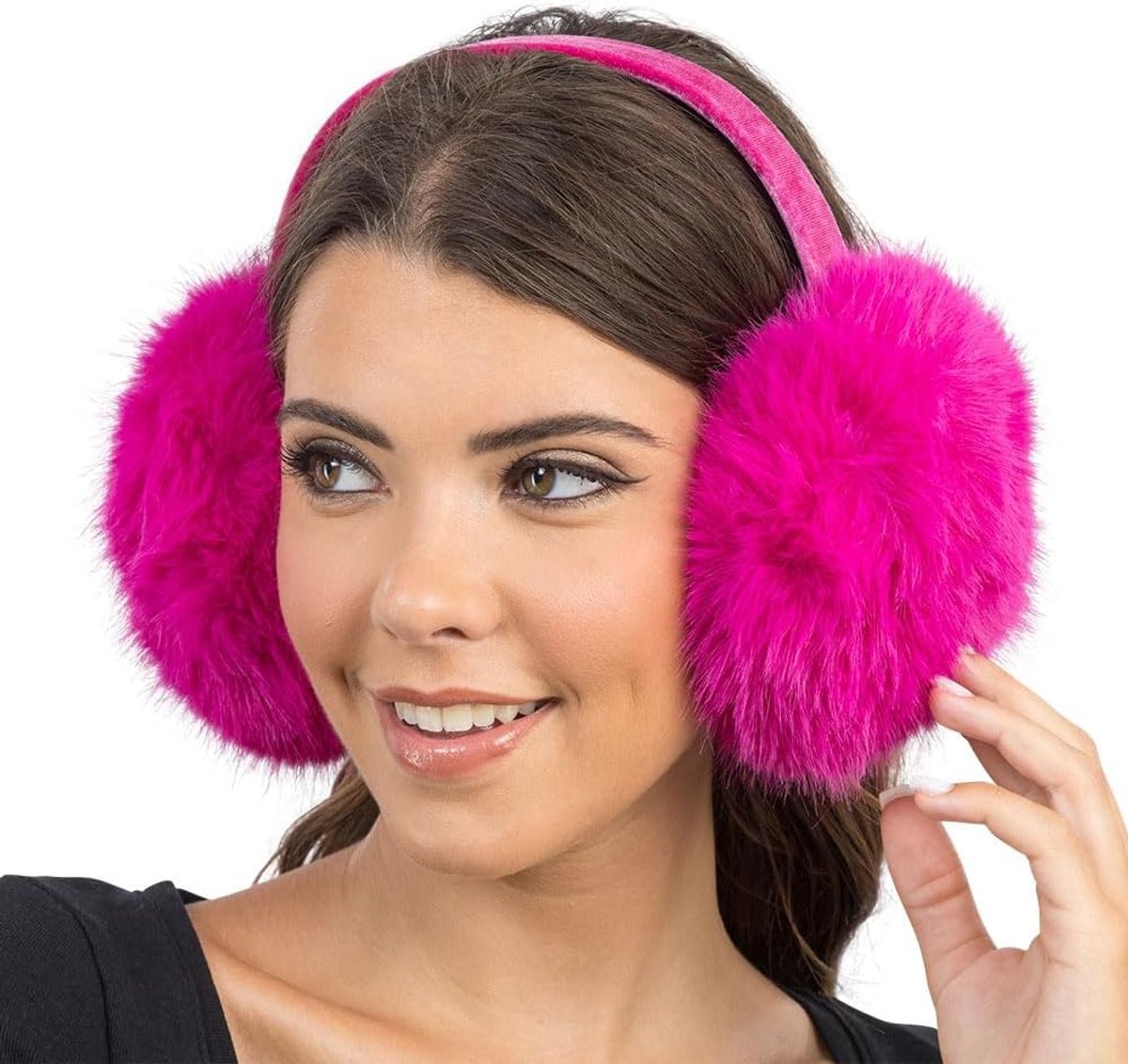 SnelShoppen - Dames Oorkappen - Faux Fur Oorkappen voor Winter - Zachte Kunstbont Oorkappen - Roze Winteraccessoire voor Kerstmarkt en Dagelijks Gebru