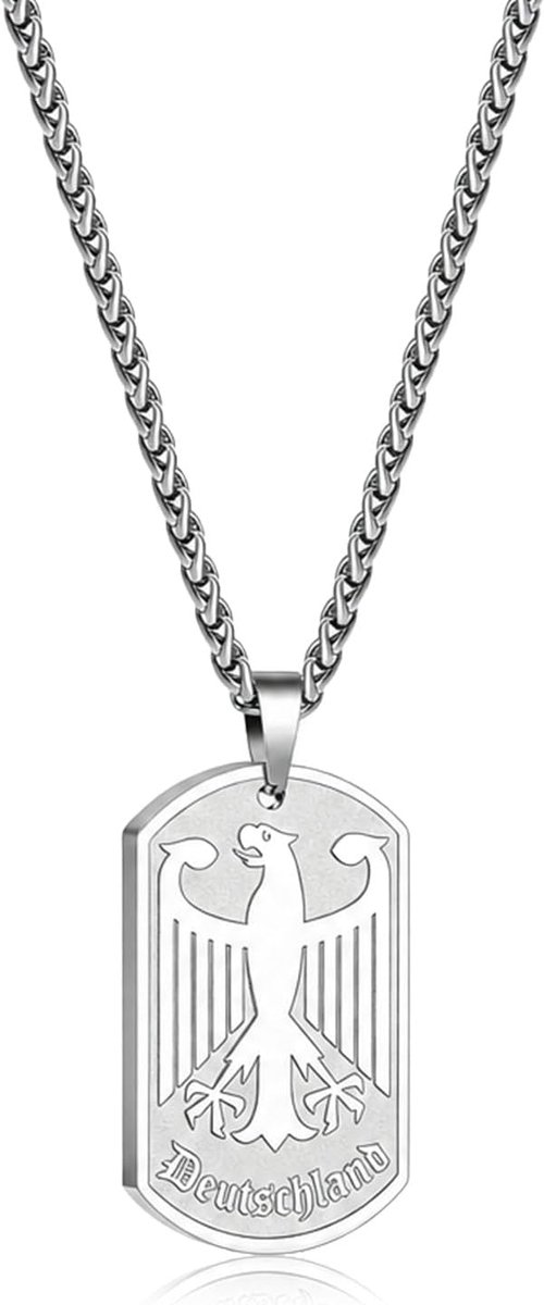 RVS Duitse Adelaar Ketting voor Heren - Hondenpenning Stijl Hanger - Duurzaam ontwerp - Ideaal voor dagelijks gebruik - ShopVlot