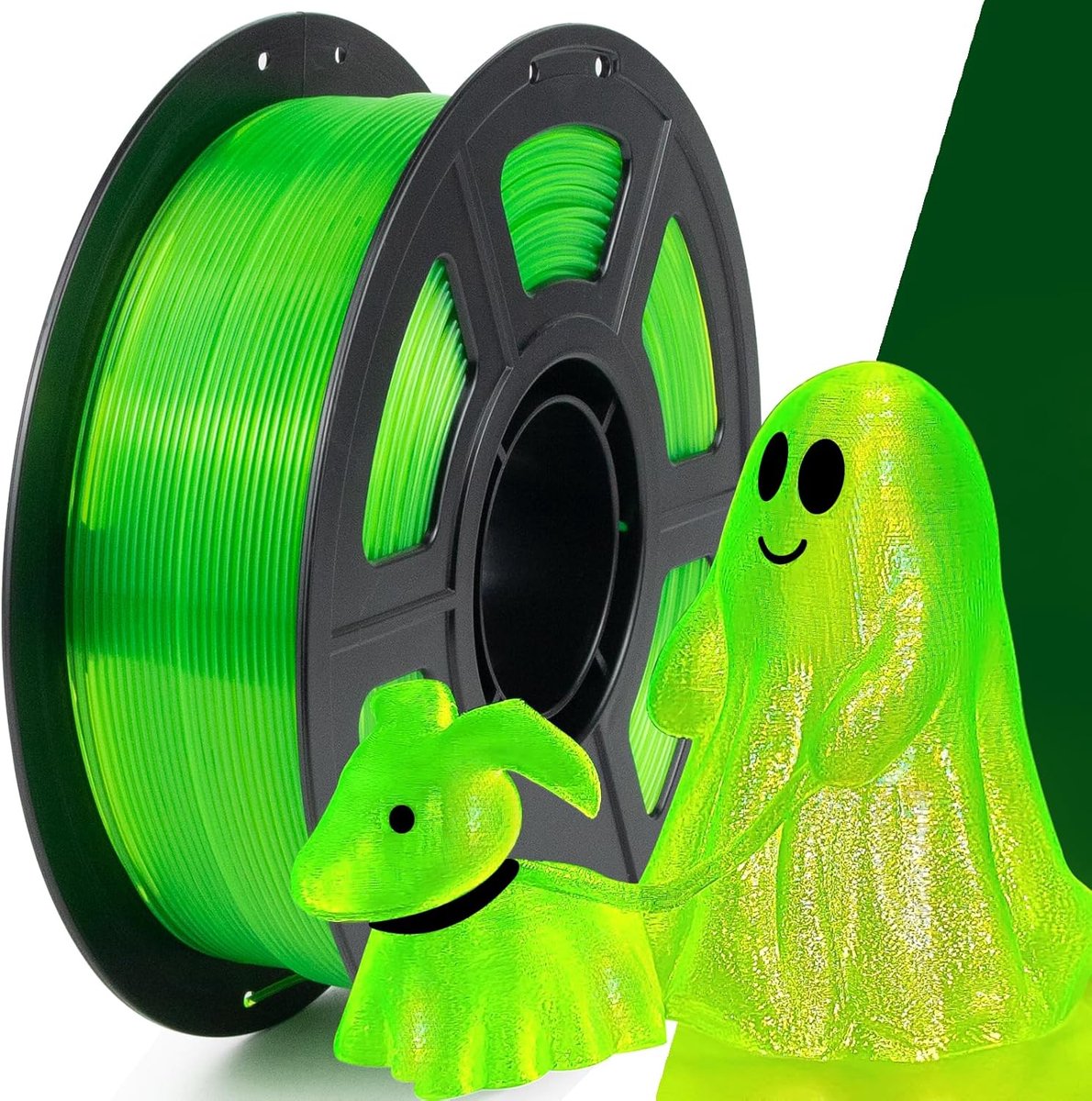 SnelShoppen - PETG Filament 1.75mm 1kg - Hoge Snelheid Transparant Fluorescent Groen 3D Printer Filament - Precisie +/- 0.02mm - Sterk & Duurzaam voor