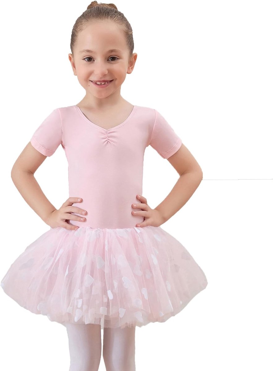 Balletjurk voor meisjes, danspak met rok met hartpatroon, balletshirt, sportkleding