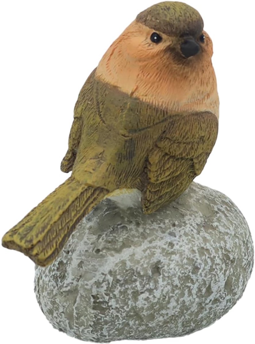 1 x handbeschilderde vogelfiguur van hars, 10 cm hoog, voor binnen en buiten, tafeldecoratie