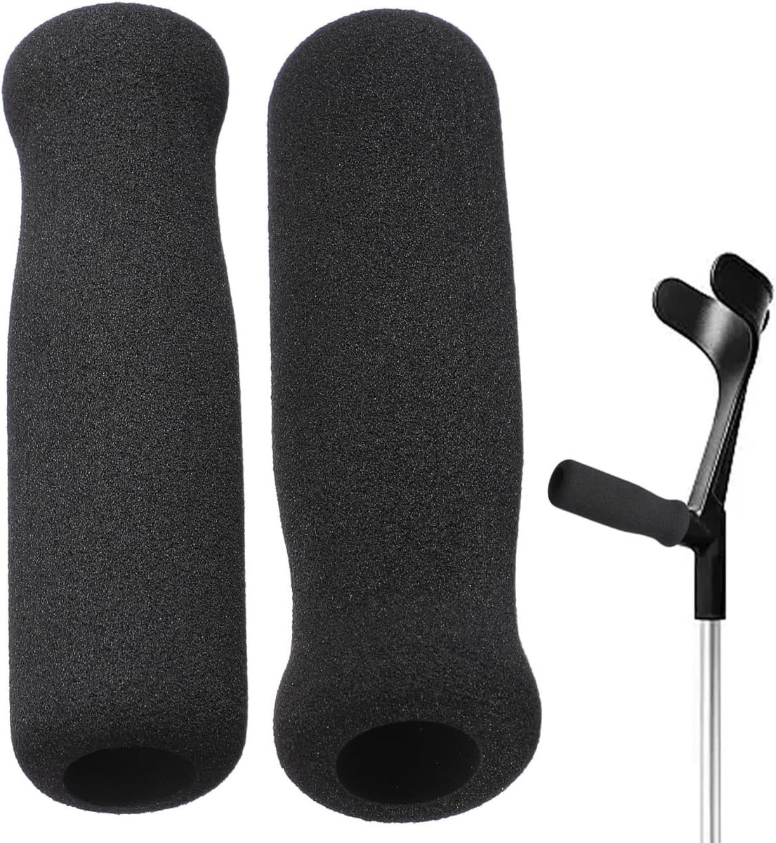 2 stuks stuurbescherming, gevoerd, antislip, voor loophulpen en krukken, ergonomische bekleding van NBR-schuim, zwart, eenvoudige installatie en duurzaamheid