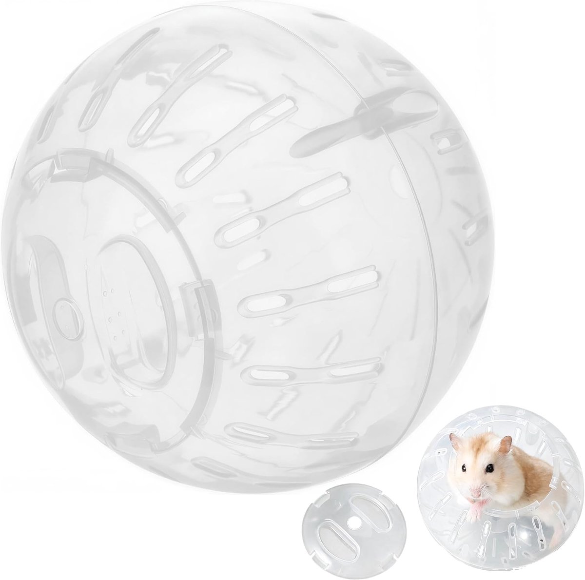 1 stuks transparante hamster-oefenbal, Ø 14,5 cm, kunststof knaagdierspeelgoed om te lopen, loopbal voor hamsters en muizen, beweging