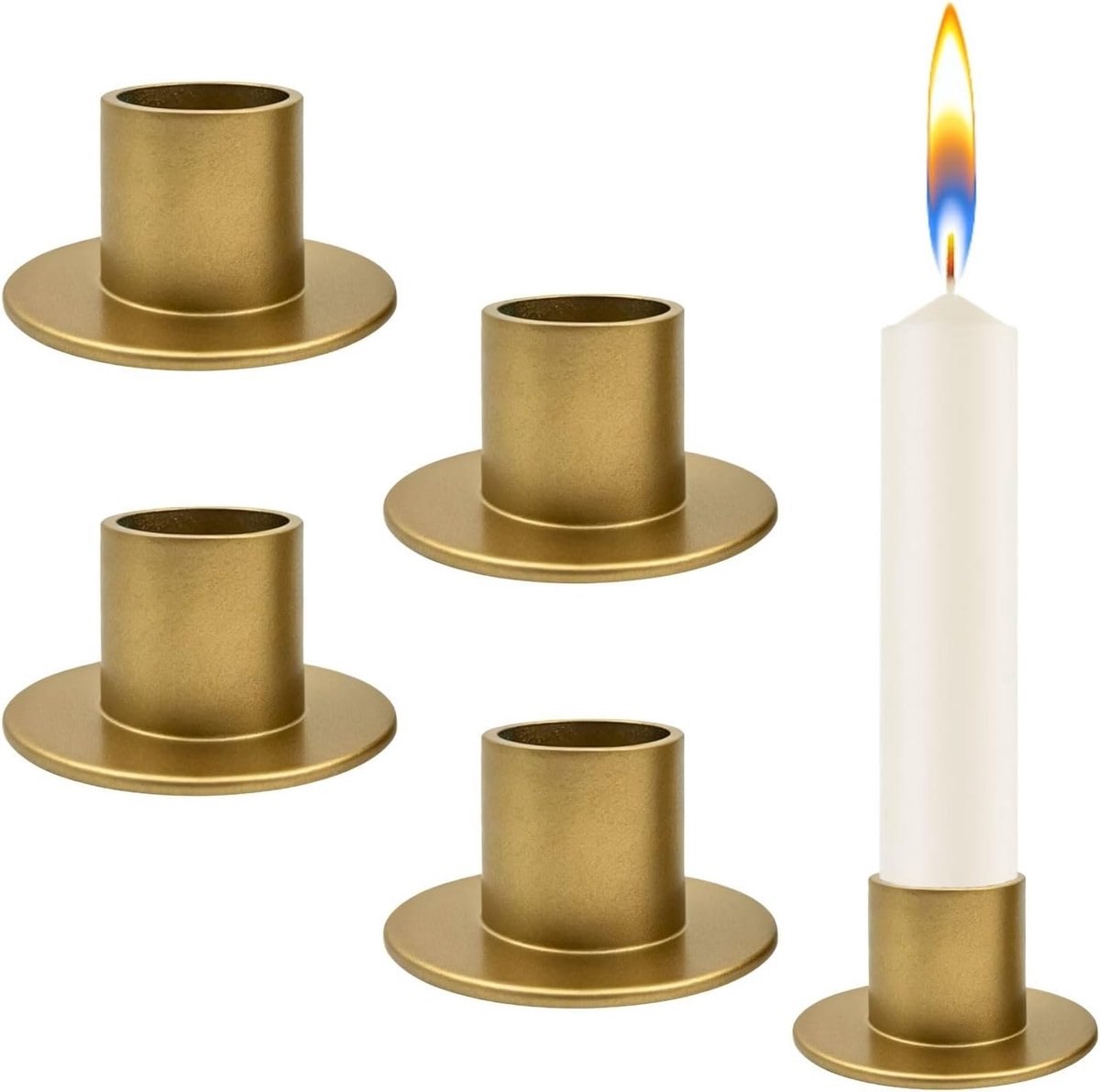 4 stuks kandelaars goud, retro staafkaarsenhouder voor adventskrans