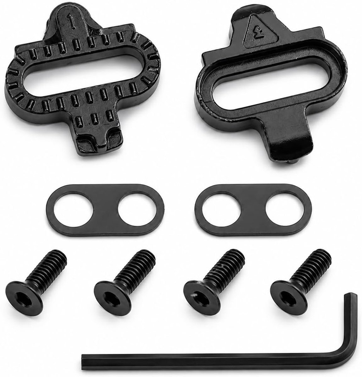 2 stuks fietscleats antislip met gripplaten, stalen fietsschoenplaatjes voor automatische pedalen, vervangingsset met schroeven, stevige schoenplaat voor MTB, racefiets, indoor fietsen en wielrennen