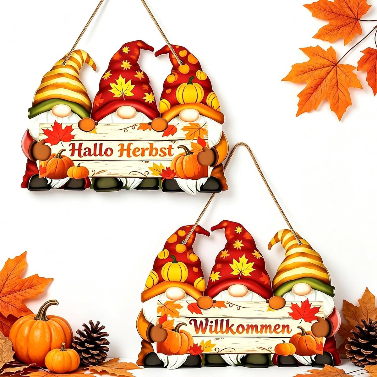 Herfstdecoratie om op te hangen, welkomstbord huisdeur, kerstdecoraties