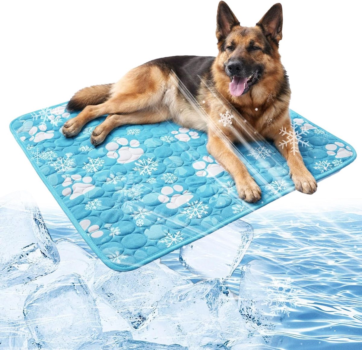 Koelmat voor honden, koeldeken hond, huisdier koelmat, koelmat kat, hondenkoelmat, zomerkoelmat voor kleine huisdieren (blauw, XL, 100 x 70 cm)