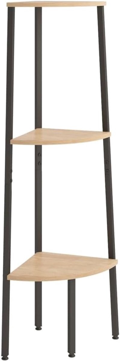 Rek voor de woonkamer, boekenkast, kantoor, hoekrek met 3 vakken, lichtbruin en zwart, 45,5 x 31,5 x 120 cm, boekenkast, woonkamer, studeerkamer, kantoor