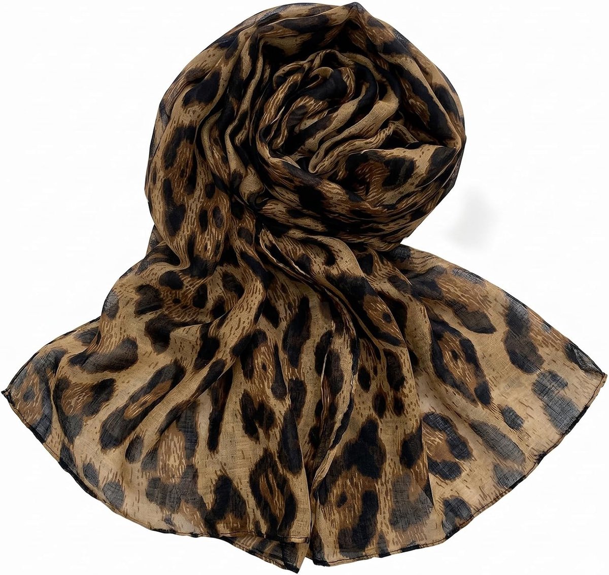 Luipaardsjaal voor dames, 180 x 75 cm, sjaal met dierenprint, chique en zacht, grote elegante sjaal voor lente en zomer, cadeau-idee voor dames