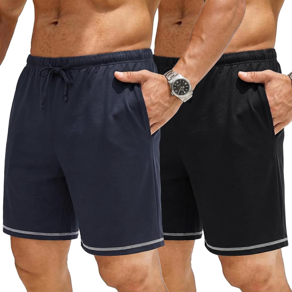 Slaapbroek voor heren, korte pyjamabroek voor jongens, korte slaapshorts, pyjamabroek, katoen, zomer, pyjamabroek