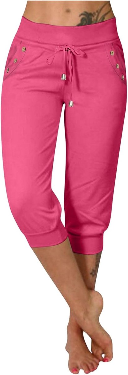 Broek Dames Zomer Brede Hoge Taille Vloeiend Chic Strand Bohemian Losse Rechte Katoen Casual Lichtgewicht met Zakken Mode A275