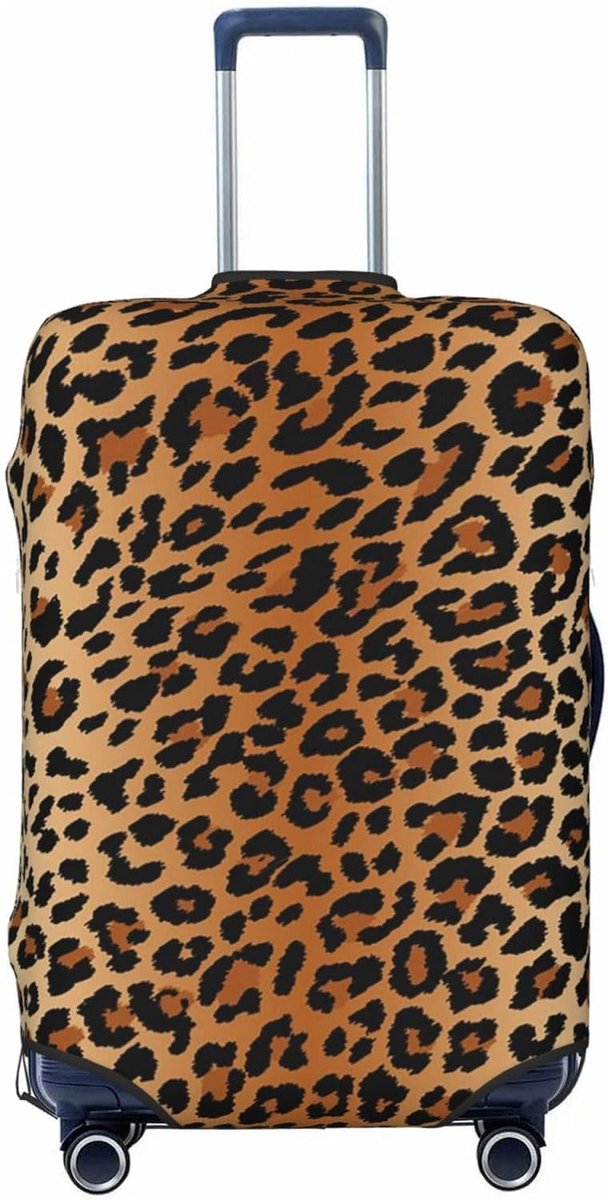 Bruin en Zwart Luipaard Patroon Bagage Cover Elastische Wasbare Stretch Koffer Reizen Koffer Protector Anti-Kras Cover voor Kind en Volwassen, Luipaard, M, Dagelijks