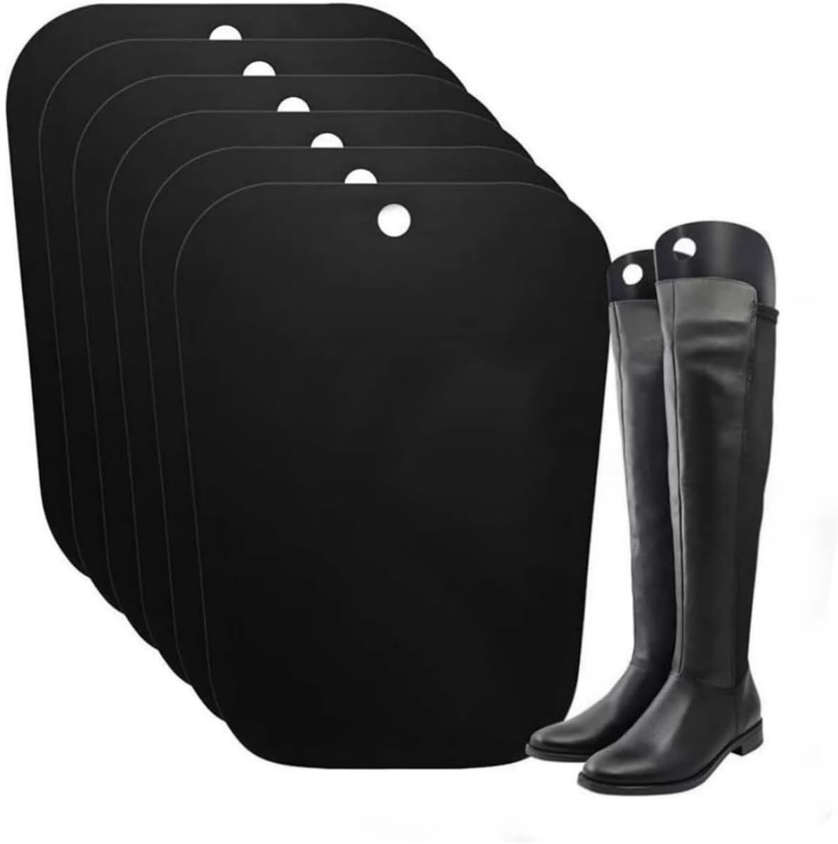 Laarzenspanners dames PP plastic laarsvormer blad laarsvorm inzetstukken zwart, houdt de laarzen rechtop voor dames en heren, zwart, Eén Maat