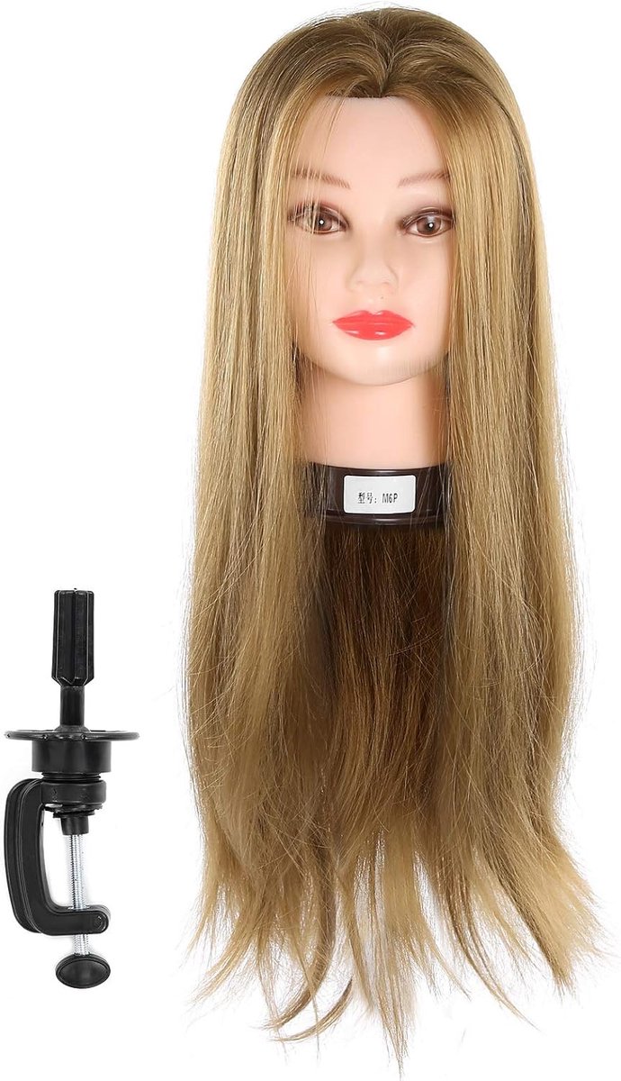 Mannequin Hoofd, Oefen Haarstyling Pop Oefenpop Haarstyling Trainingshoofd Mannequin Hoofd met Haar voor Kappers- en Haarstylingpraktijk