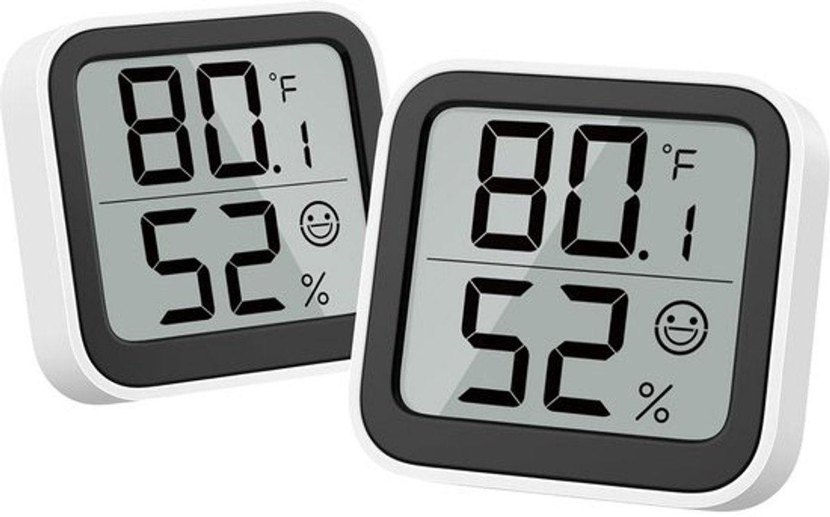 Hygrometer en Thermometer - Mini Luchtvochtigheidsmeter met Comfortweergave, Binnengebruik, Schakelaar °C/°F