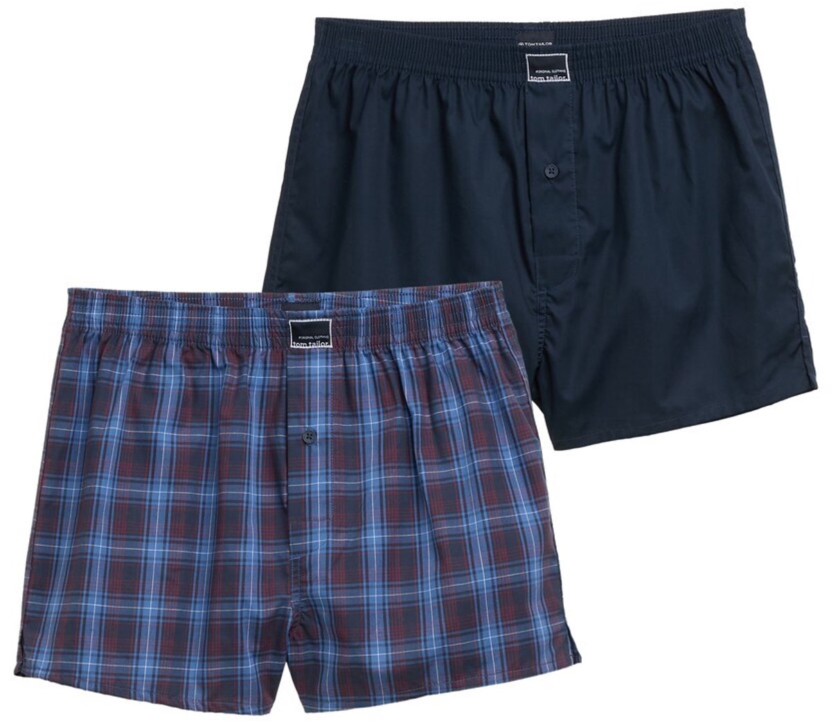 Tom Tailor - Boxershorts met ruitjespatroon, set van 2 - Maat S/4 - blue-dark-check