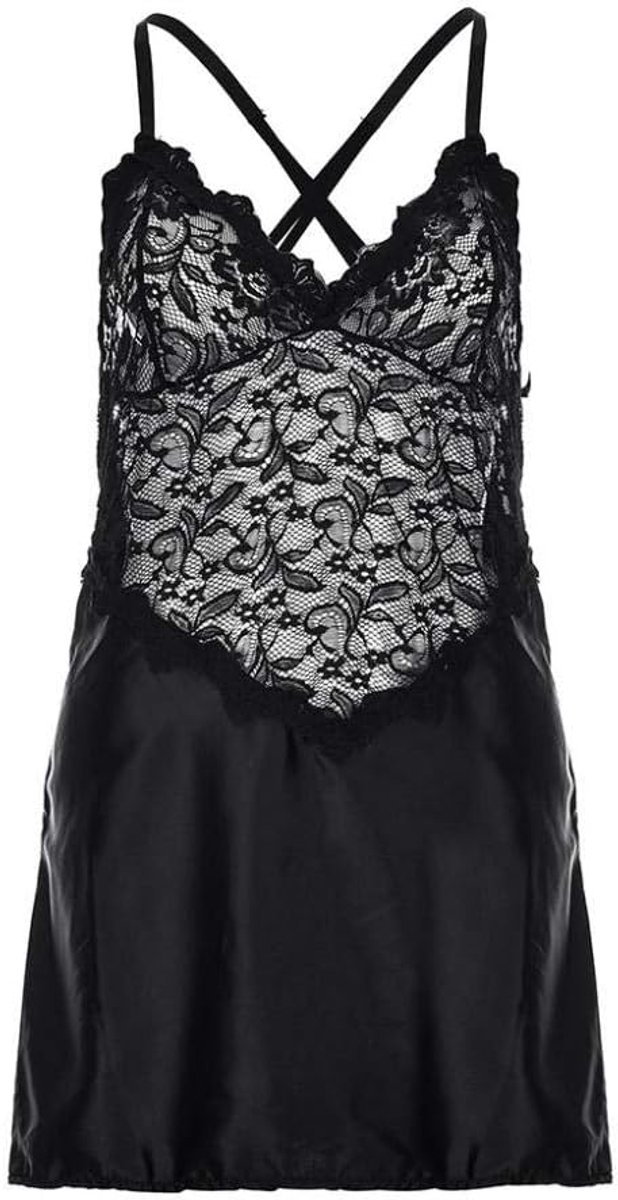 Lingerie Dameslingerie Vrouwen Sexy Lingerie Plus Size Nachtkleding Sexy Ondergoed Erotische Backless Bodysuit Kanten Jurk-Black_L