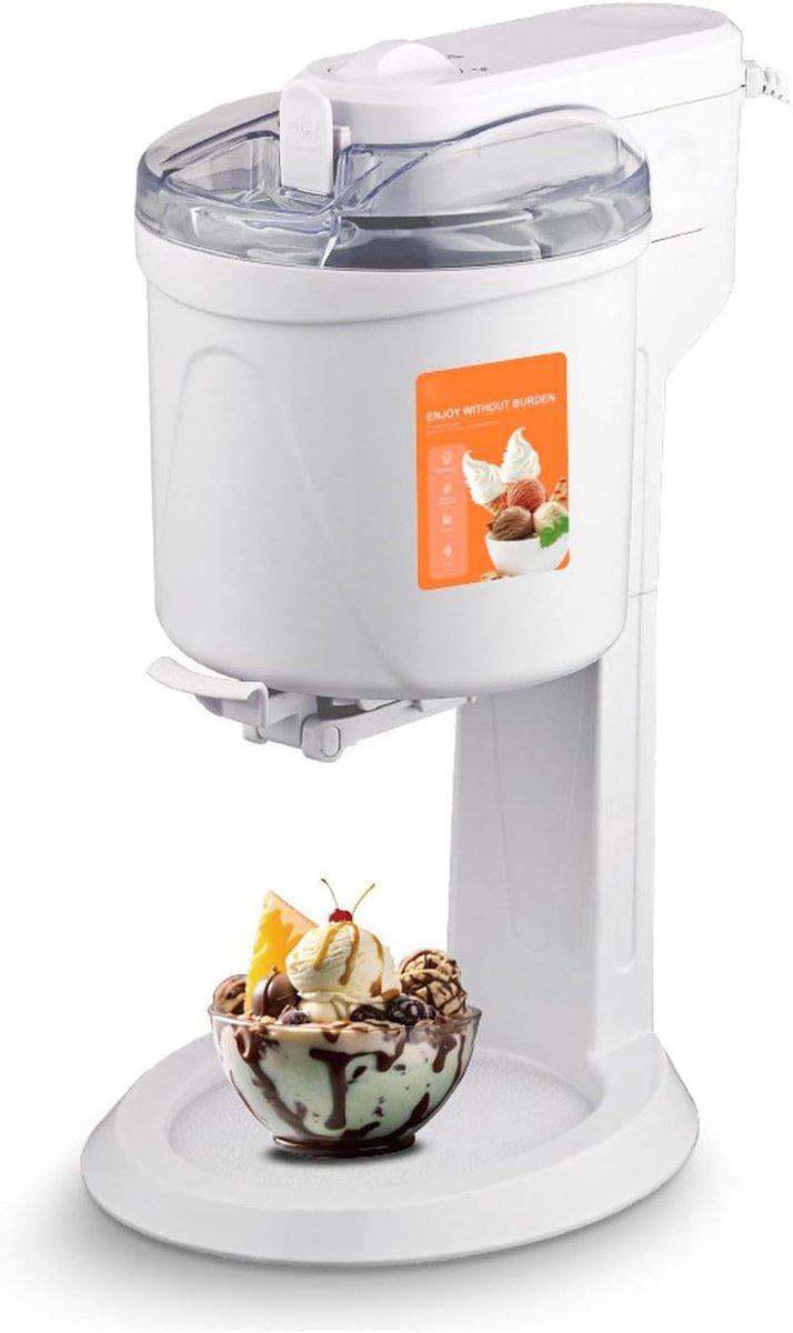 Ijsmachine, Automatische Ijsmaker Bevroren Yoghurtmachine, 1L -capaciteit, voor Thuissorbet, Gelato, Gemakkelijk Schoon Te Maken (EU)