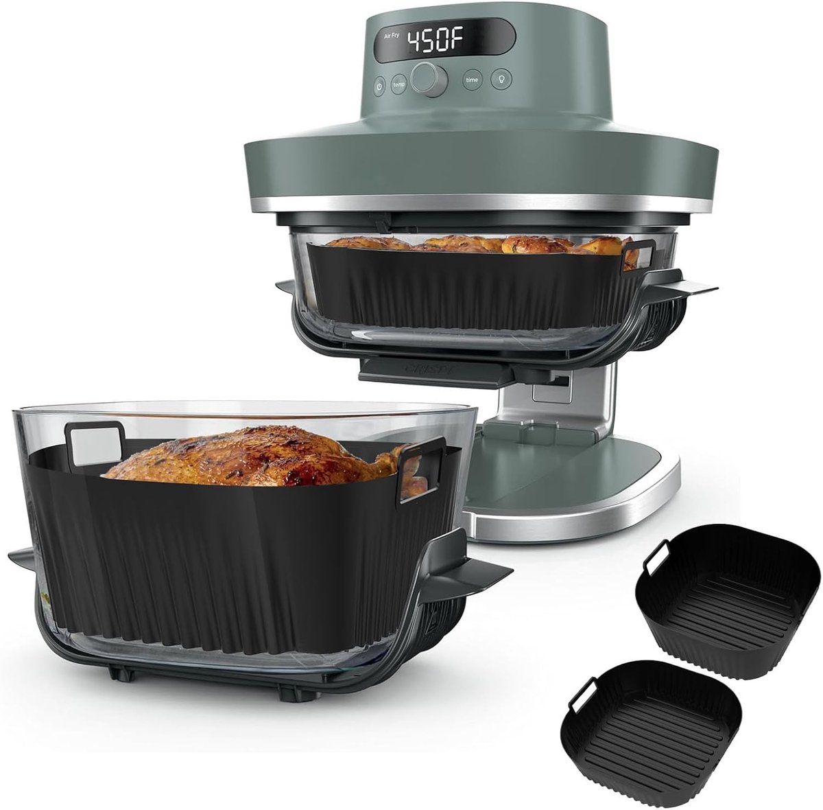 2 Stuks Siliconen Vormen voor Ninja CRISPi PRO XL AS090EU, Speciaal voor CRISPi AS090EU Glascontainers van 5,7L en 2,3L, Air Fryer Accessoires voor Ninja Air Fryer AS090 Serie