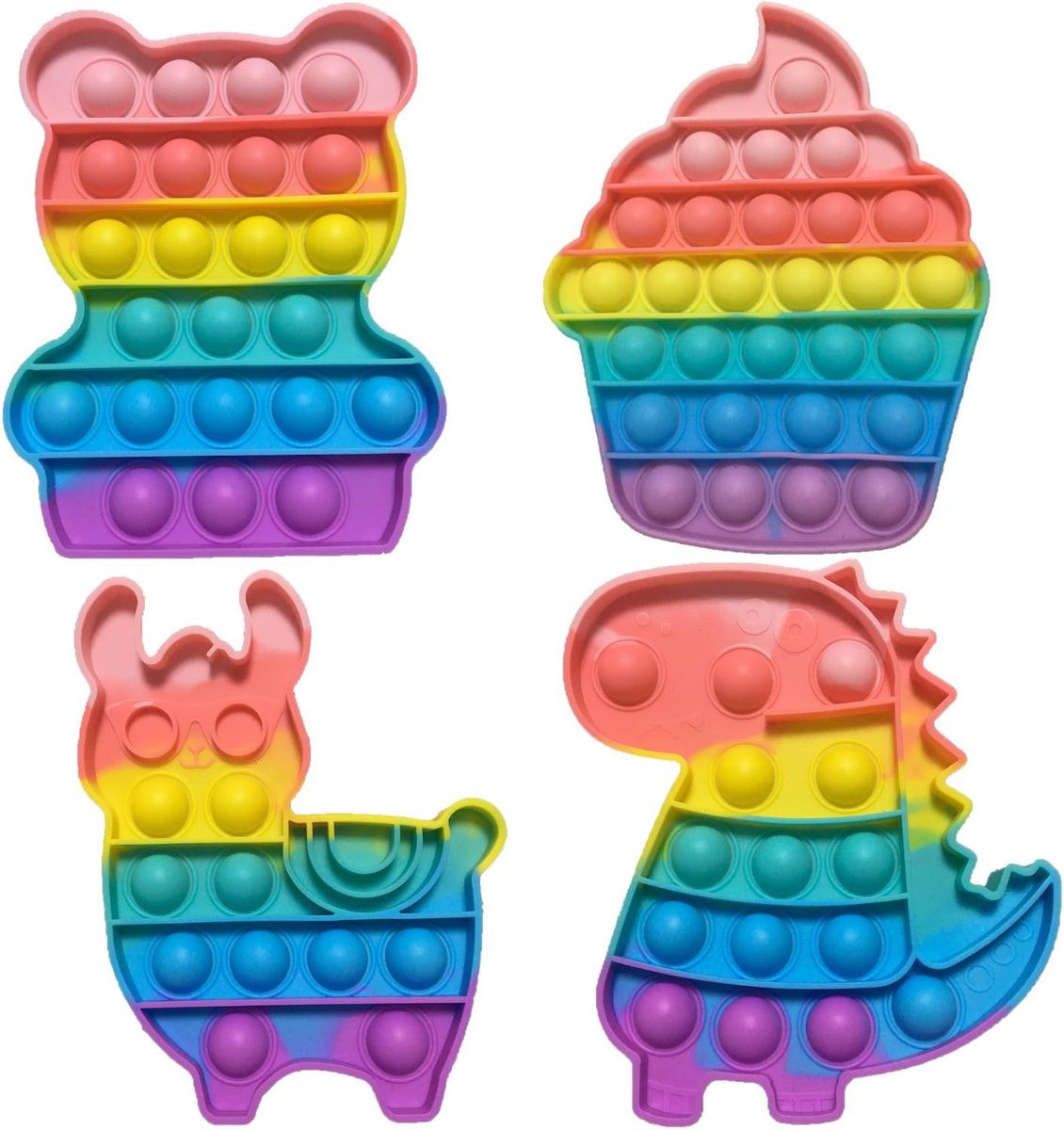 Set van 4 tactisch sensorisch speelgoed met regenboog motieven