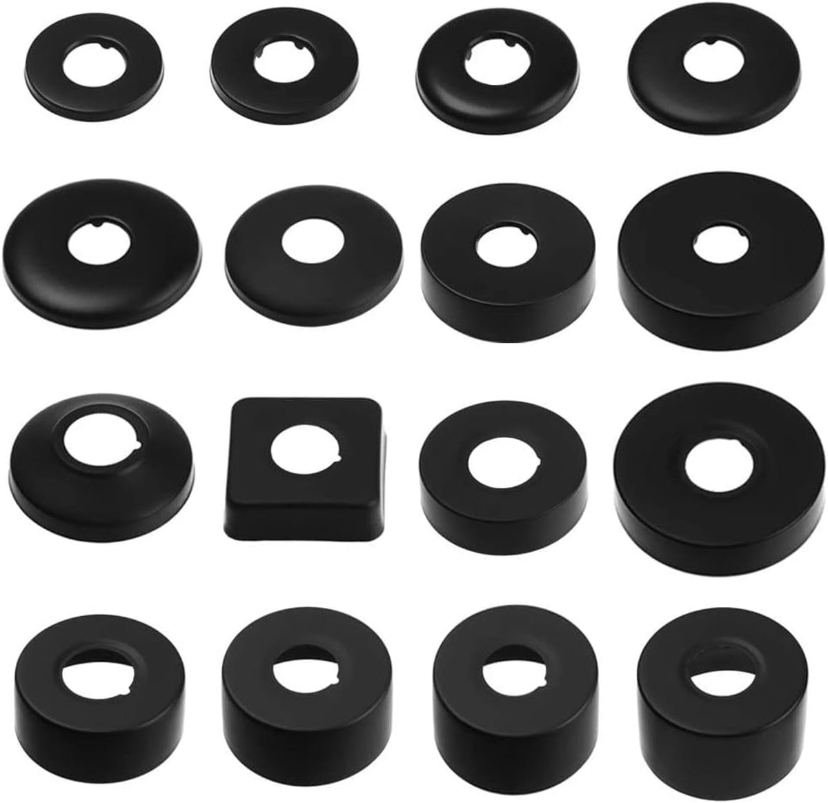 2 stuks 21 mm (1/2 afdekkrozet, rozet, buisafdekking, rozet kraan, afdekkrozet roestvrij staal, rozetten voor douchekranen, kranen, radiator, zwart)