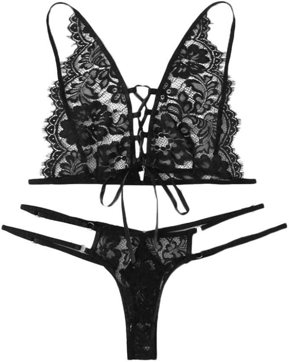 Sets met nachtmode & ochtendjas Nieuwe Vrouwen Sexy Lingerie Gaas Kanten Pyjama Push Up Porno Kant Sexy Lingerie Sexy Ondergoed Onderbroek Lenceria Mujer Langeri