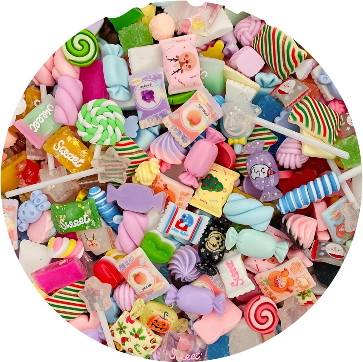100 stuks Leuke Snoep Hars Bedels Kralen Gemengde Set Hars Plaksteen Maken Benodigdheden Voor DIY Ambacht Maken En Ornament Scrapbooking Kralen Diverse Snoep Fruit Taart Ornament