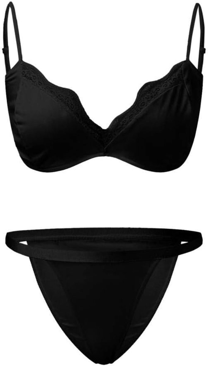 Klassiek Bh set Jarretellegordel en Kous LingerieDames Lingerie Set Effen Kleur Kant Dames Ondergoed Draadloos Beha Slips Sexy Lingerie-C_XL