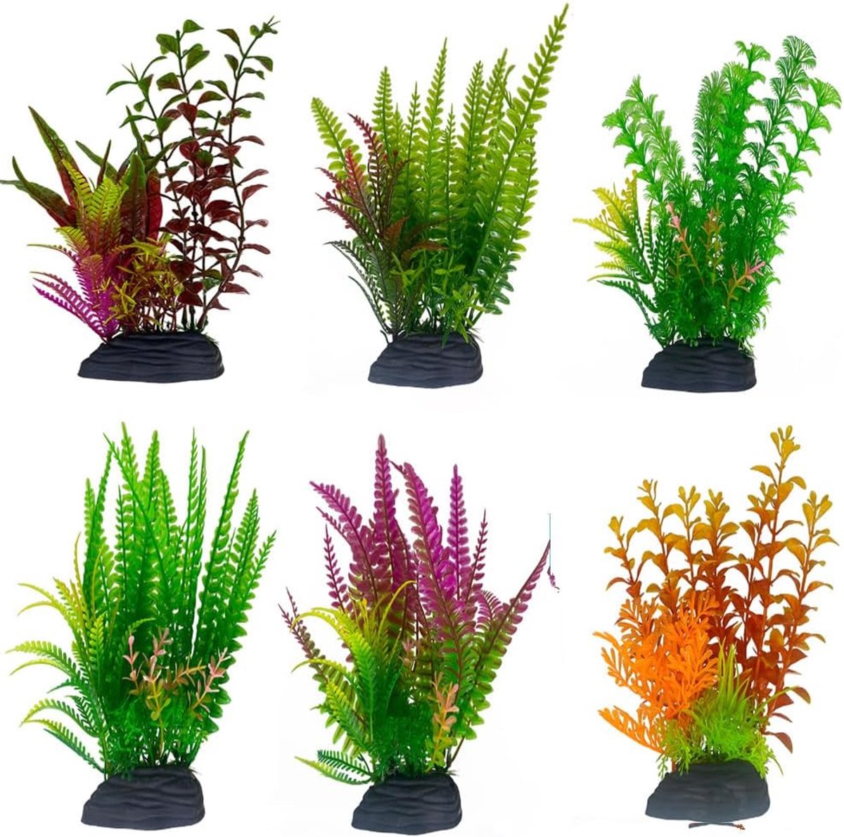 6 STKS Aquarium Planten Kunstmatige, Vis Kunstmatige Waterplanten in Plastic Grote Aquarium Decoraties, Aquarium Aquarium Aquarium Plastic Planten Ornamenten Kleurrijk.