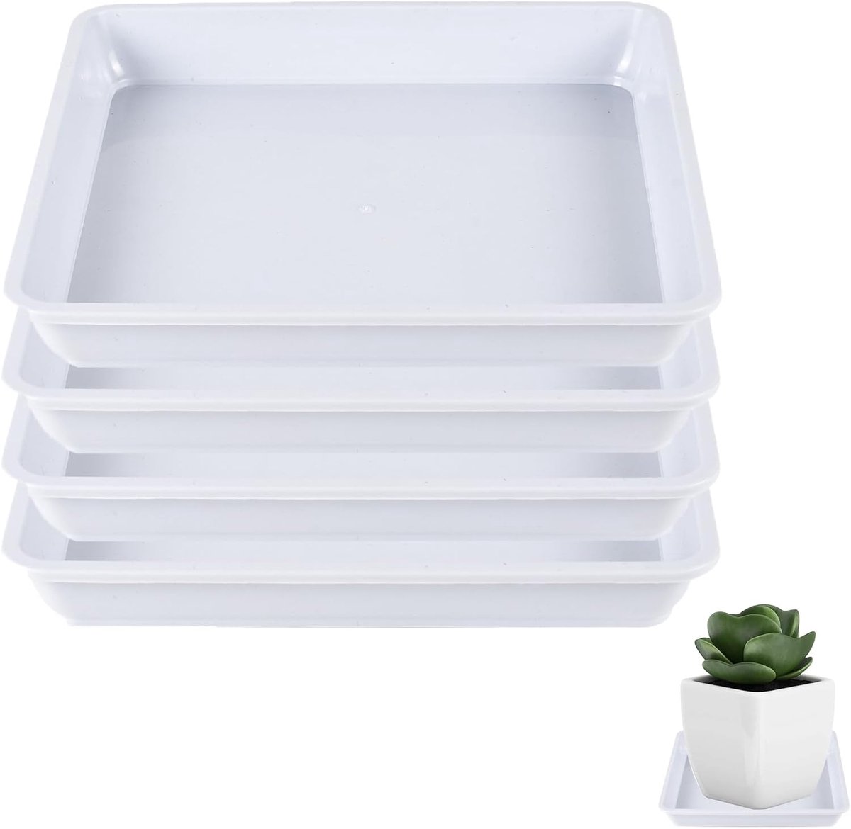 Schotels van kunststof, 25 mm vierkante plantenpot schoteldienbladen, huis tuin ornamenten vierkante plastic plantenpot schotels, extra grote druppelbakken bloem binnen buiten tuin