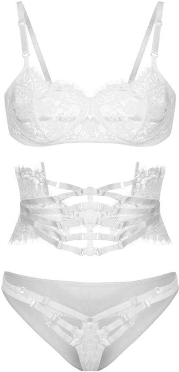 Babydolls, nachtjaponnen & negligés dames Sexy ondergoed set kanten bh's katoen beha vrouwen lingerie set kanten borduurwerk bh slipje sets