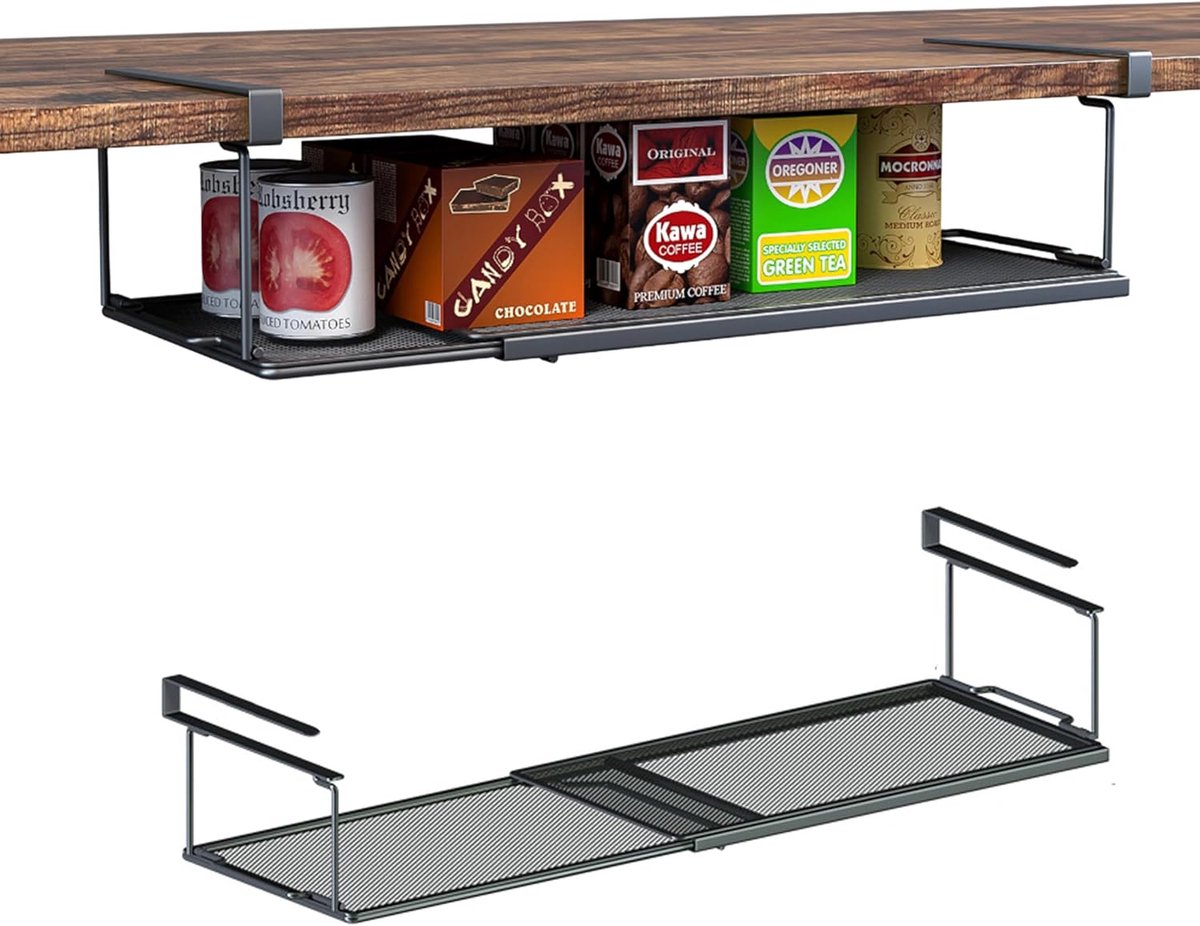 Onderplank Opbergmand, Onderplankenmand, Metalen Ophangende Opbergmand, Ondertafelplank voor Keuken, Kast, Schoenenbank, Vaatorganizer