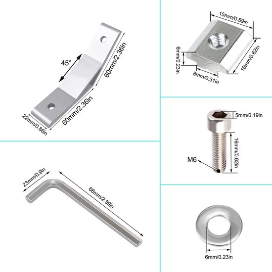 Binnenhoek 135 graden 30x30 hoekverbinder aluminium profielverbinder aluminium profiel hoekverbinder voor stutprofiel, 3D-printer, CNC-router, doe-het-zelf projecten (6 stuks) — afbeelding 2