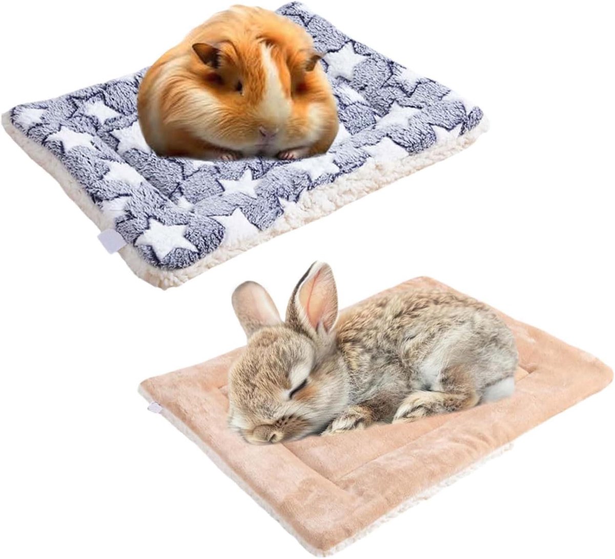 Pakket van 2 warme cavia dekens, 30 x 20 cm Hamster Konijn Bedmat, Warme pluizige puppy fleece deken, Bedmat voor cavia's, Geschikt voor Hamsters, Konijnen, Chinchilla's, Kittens enz.