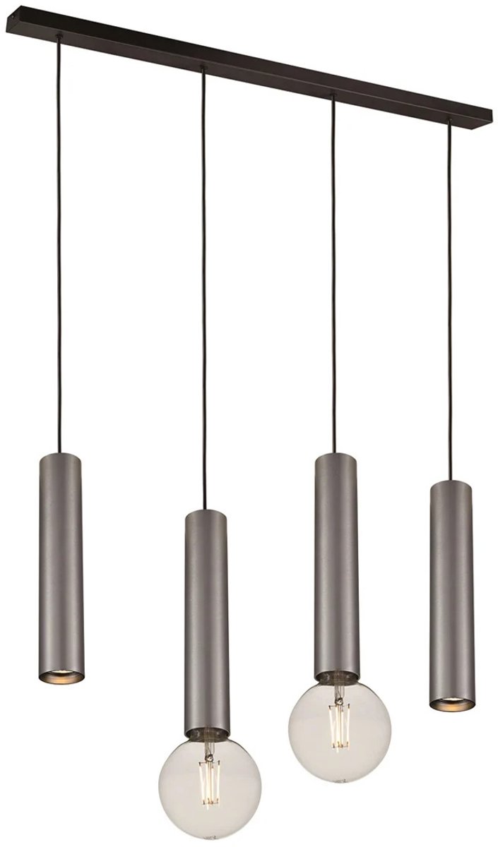 Taboo hanglamp met 4 lichtpunten, aluminium, zwart en geborsteld staal, 2x GU10 en 2x E27 (excl. lichtbron), dimbaar