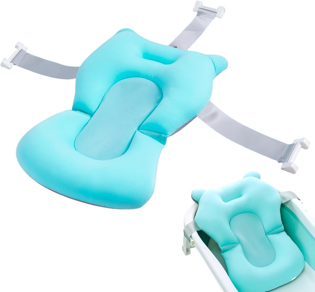 Babybadzitje voor baby's, badkussen, babybadmat, pasgeborenen, peuters, babybadzitje met veiligheidsgordel, voor baby's van 0-18 maanden
