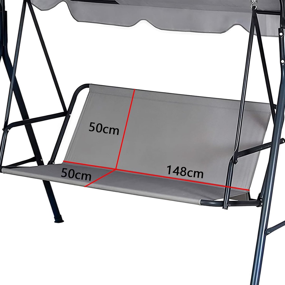 Schommelbank kussen reserveonderdelen tuinschommel vervangingskussen tuinstoel zitkussen 900D Oxford-weefsel waterdicht scheurvast voor 2 en 3-zits schommelstoelhoes (grijs, 148 x 50 x 50 cm)