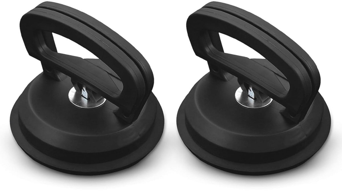 2 stuks vacuumzuiglift, glaslifter, rubberen zuiger, 70 kg draagbaar, voor glas, keramische tegels, laminaat, 11,8 cm (zwart)